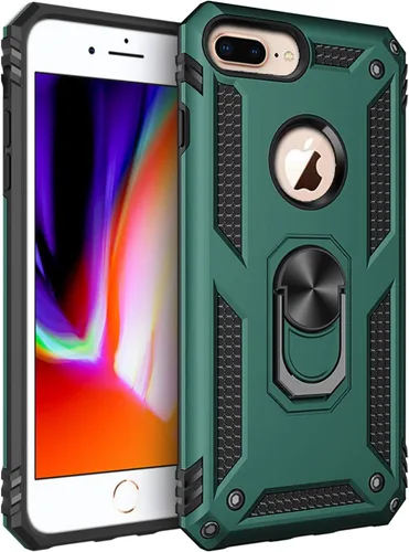 Vista 29 de Korecase Funda para iPhone 8, protección de cámara, armadura militar, doble capa, soporte compatible con iPhone 6 6s y iPhone 7 8, color negro