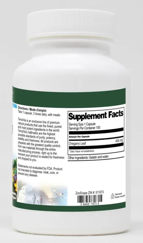Vista 2 de Hoja de orégano - 450 mg (100 Cápsulas, ZIN: 511673)