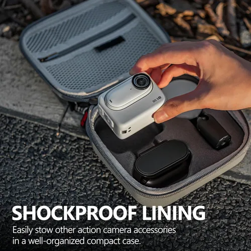 Vista 5 de Tomat Funda de transporte para Insta360 GO 3S Action, bolsa de almacenamiento, mini funda protectora compatible con accesorios de cámara de acción