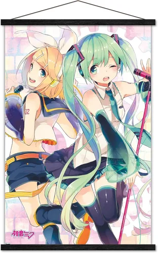 Vista 7 de Trends International Hatsune Miku - Póster de pared dúo, 22.37 x 34.00 pulgadas, paquete de impresión premium y colgador de madera de haya
