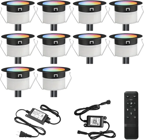 Vista 23 de FVTLED Kit de luces LED para cubierta, 20 piezas Φ1.22 D31 WiFi control de teléfono inteligente de bajo voltaje empotrado RGBW iluminación de Rgbw