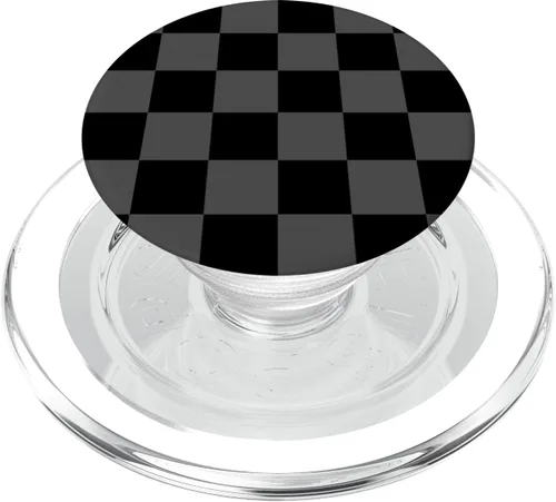 Vista 8 de Estampado a cuadros de diseño negro y gris para mujeres y hombres, PopSockets PopGrip intercambiable
