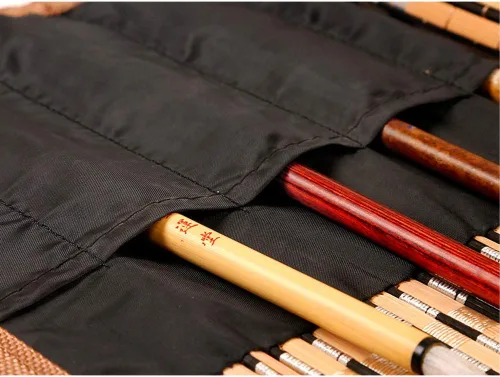 Vista 4 de Estuche portátil para pinceles de caligrafía china para escritura de arte chino, estuche organizador de acuarela, bolsa de protección grande