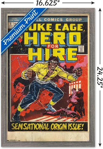 Vista 3 de Trends International Marvel Comics Luke Cage - Hero for Hire Cover #1 Wall Poster, 22.4L x 14.7W, Barnwood Framed Version