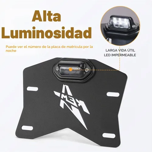 Vista 4 de KEMIMOTO - Soporte de placa de matrícula UTV con luz, kit universal de aluminio para placa de matrícula UTV compatible con Can-Am Maverick X3