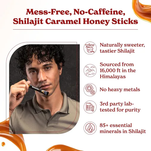 Vista 5 de Better Alt Paquete de 2 palitos Shilajit del Himalaya puro (canela + caramelo) Fácil de consumir 60 barras para impulso de energía y apoyo