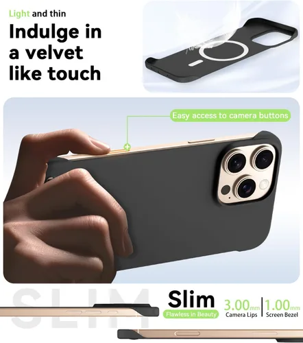 Vista 4 de GRECAZO Funda magnética delgada para iPhone 15 Plus de 6.7 pulgadas (2023), ultrafina, ligera, duradera, sin marco, mate, rígida, MagSafe con anillo