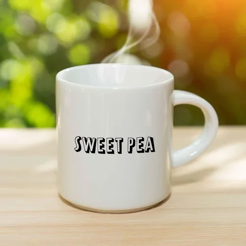 Vista 3 de Taza de café Sweet Pea – Taza de cerámica personalizada con nombre, taza personalizada, regalo personalizado de cumpleaños/Navidad, regalo
