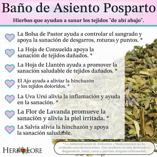 Vista 2 de Herb Lore Baño posparto orgánico de Sitz remojado, cuidado herbario después del nacimiento para la curación perineal