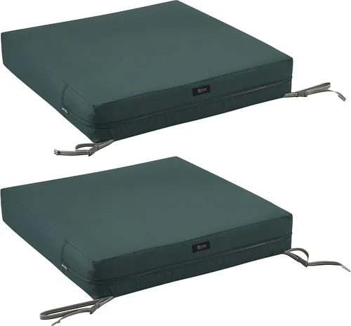 Vista 19 de Classic Accessories Ravenna - Cojín de asiento de patio resistente al agua de 21 x 19 x 5 pulgadas, verde azulado, cojín de sofá de dos plazas
