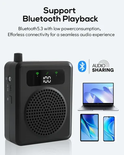 Vista 5 de Amplificador de voz para profesores Micrófono Lavalier portátil y altavoz Personal Voice Amplifier Wireless Microphone Lavalier, Portable Voice