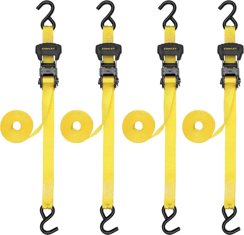 Vista 11 de STANLEY S10002-12 Correas de trinquete negras/amarillas de 1" X 12' - Carga de trabajo segura de 500 LBS / Fuerza de rotura de 1,500 LBS, paquete
