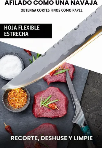 Vista 2 de Cuchillo deshuesador Dalstrong de 6" - 9CR18MOV HC Steel 58+ HRC - Hoja flexible - Mango de resina celestial - Funda - Para deshuesar pollo
