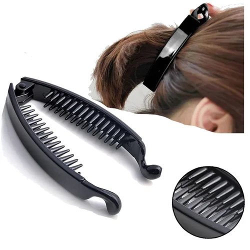 Vista 3 de Jinshining 4 pinzas para el pelo de plátano negro, accesorios para el cabello para mujer, regalo de Navidad