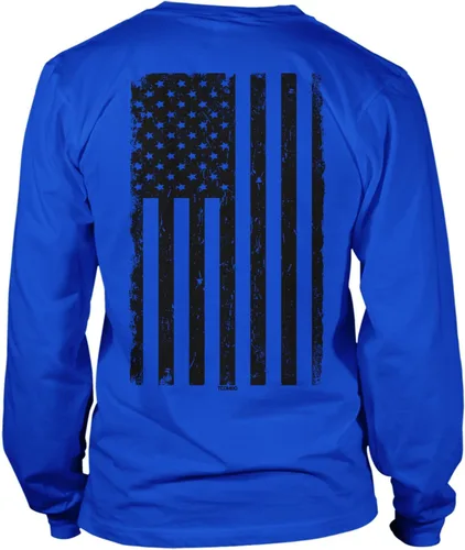 Vista 6 de Camisa de manga larga unisex con bandera negra desgastada de Estados Unidos Gris claro - Impresión trasera