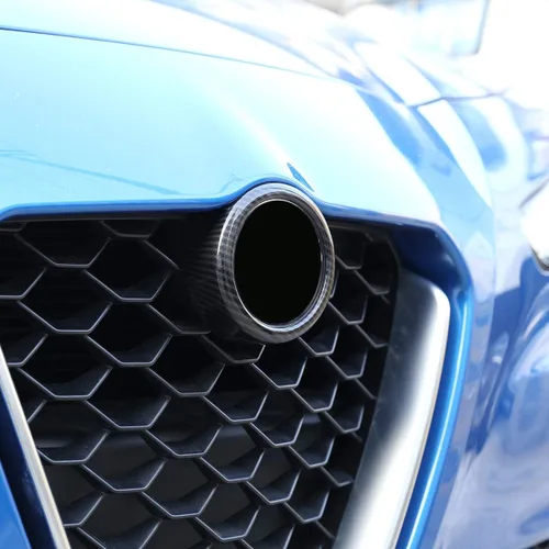 Vista 3 de Marco decorativo de rejilla frontal de plástico ABS para Alfa Romeo Giulia 2017-2020 (fibra de carbono, estilo A)