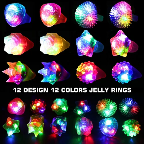 Vista 3 de 78 piezas de juguetes con luz LED, artículos de fiesta a granel que brillan en la oscuridad para adultos y niños, cumpleaños, Halloween, con 50