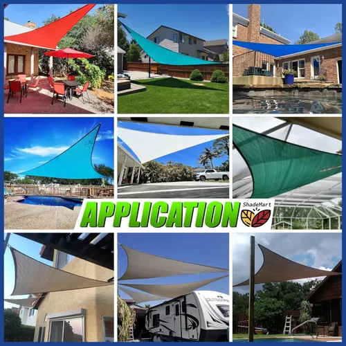 Vista 4 de ShadeMart Vela de sombra solar triangular verde de 4' x 4' x 4' UPF50 smTAPRT20 Pantalla de tela de toldo resistente, permeable al agua y aire