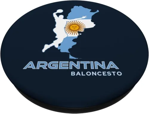 Vista 2 de Argentine Baloncesto Fan National Flag Argentina Basketball PopSockets Swappable PopGrip