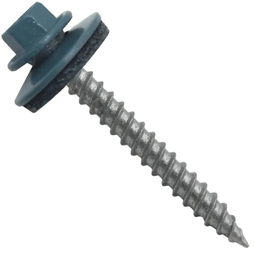 Vista 71 de 12 tornillos para techos de metal gris ABC de 1-1/2 pulgadas, cabezal de arandela hexagonal, arranque automático/roscado, arandela EPDM. 1 bolsa