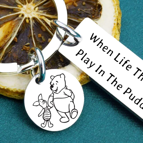 Vista 3 de Pooh Bear Piglet Llaveros Winnie the Pooh, regalos de Pascua para adolescentes, niños y niñas, regalos inspiradores para mujeres, hombres, amigos