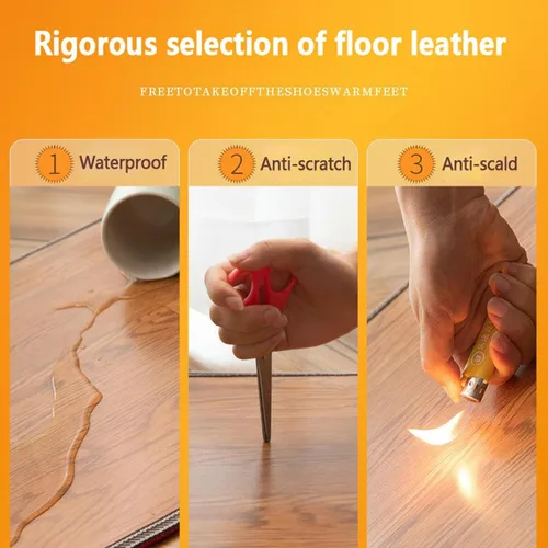 Vista 2 de Adjustable Electric Heating Carpet PVC Floor Leather Heated Area Rug 3 Seconds Rapid Heating Indoor Living Room Heated Carpet,A-80x200cm