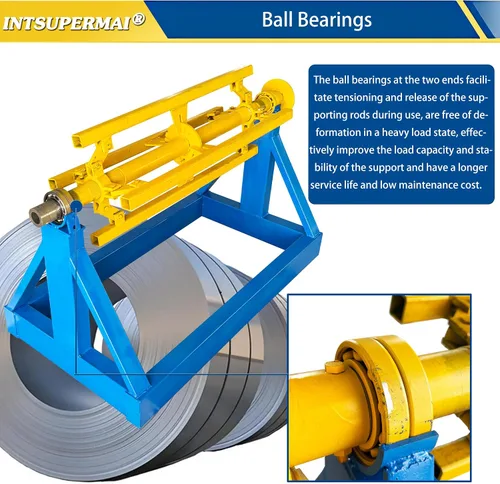 Vista 4 de INTSUPERMAI Heavy-Duty Cast Iron Auto Material Coiling/Uncoiling System - 7T Capacity with 4-Rod Hydraulic Adjustment & Triangular Reinforcement for