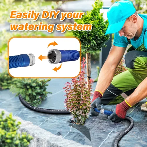 Vista 3 de Winisok Manguera plana gruesa de 200 pies, mangueras de riego de doble capa resistentes, ahorra un 80% de agua, flexible a prueba de fugas, tubo
