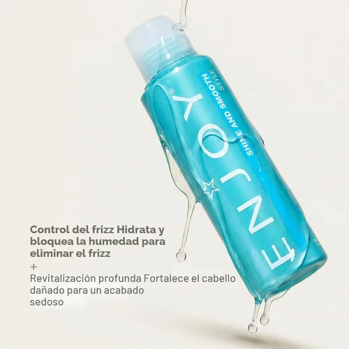 Vista 2 de Enjoy Fórmula Shine & Smooth, control del encrespamiento y bloqueo de la humedad para cabello sedoso y ligero (3.4 oz)