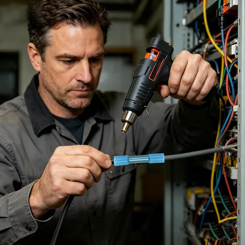 Vista 6 de 1000 conectores a tope termorretráctiles de 16-14 AWG, empalme de cable crimpado aislado eléctrico impermeable para marinos, cables, cableado