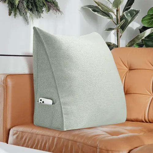 Vista 4 de VERCART Almohada triangular de cuña para cama, respaldo y respaldo, almohadas de lectura para lumbar y sentarse, manta decorativa para silla de Beige