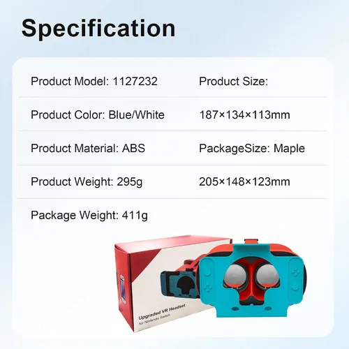 Vista 7 de VR Headset - Designed for Nintendo Switch LCDOLED, VR Glasses with Adjustable HD Lens, Compatible with Virtual Reality Gaming Experience(Blue and