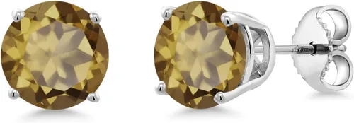 Vista 57 de Gem Stone King Aretes de plata de ley 925 con piedra natal redonda de 0.276 in para mujer