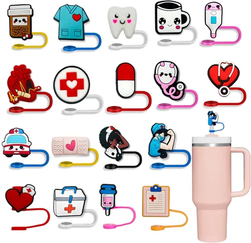 Vista 8 de 10 tapas de popote para vaso Stanley Cup de 30 y 40 onzas, de 0.394 in, reutilizables, de silicona, para copas Stanley, accesorios para vasos