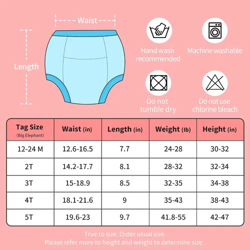 Vista 3 de BIG ELEPHANT Baby Girls' Padded Potty Training Pants Underwear