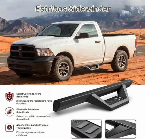 Vista 2 de TAC Sidewinder - Estribos para Dodge RAM 1500 2009-2018 2010-2025 2500 3500 cabina regular (incluye Ram 1500 Classic 2019-2023) camión de 4