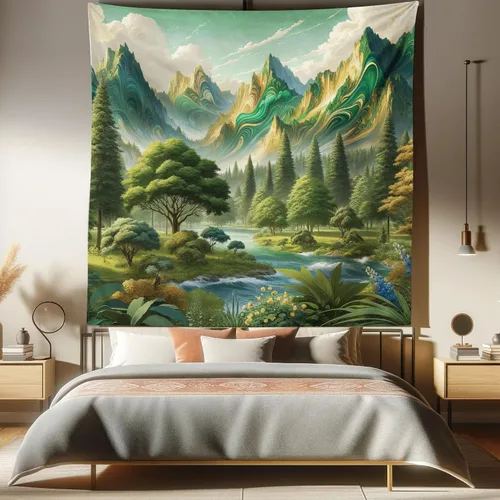 Vista 96 de Ambesonne Tapiz hippie, abrazo de hongos de ensueño y árbol de la vida místico y mandal verde, decoración de tela para colgar en la pared