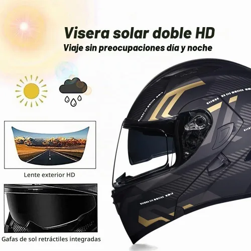 Vista 3 de Cascos modulares de motocicleta con Bluetooth, aprobados por DOT, casco de motocicleta de cara completa abatible con doble visera, con altavoces
