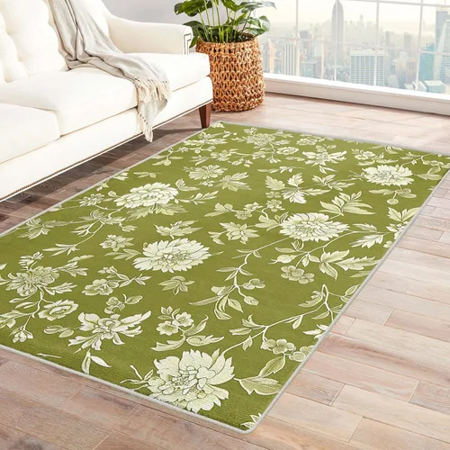 Vista 15 de Alfombra floral retro 70S, lavable, Groovy Funky de 8 x 10 pulgadas, alfombra grande de flores naranjas, dormitorio, sala de estar, decoración