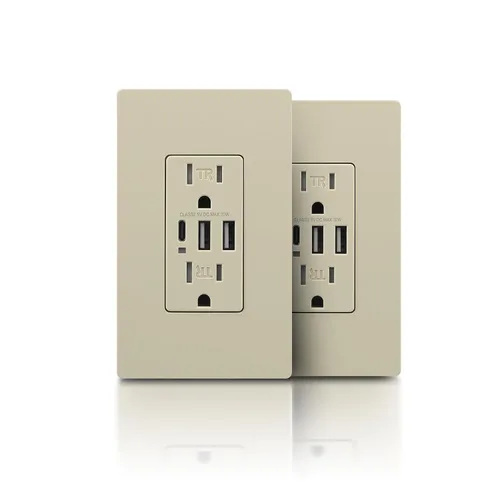 Vista 23 de TOPELER Toma de pared USB C negra, toma eléctrica de carga rápida de 30W 6.0Amp con 3 puertos USB (1*Tipo C y 2*Tipo A), receptáculo resistente a