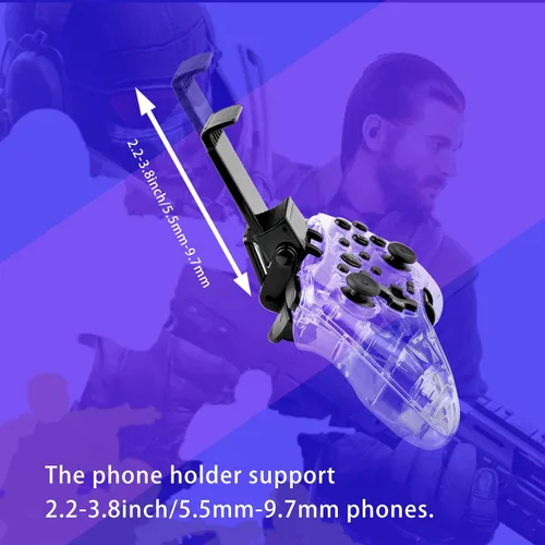 Vista 9 de Megadream Controlador de juego inalámbrico transparente Gamepad para iOS Android PC NS Switch PS5 PS4 PS3 Steam Deck funciona con iPhone 14131211X