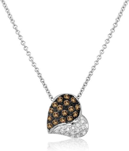 Vista 3 de White and Chocolate Diamond with Gemstone Heart Pendant Necklace for Women in 14k Gold (Fancy BrownH-I, VS2-SI2, cttw) on 18 or 20 Inch Long Chain