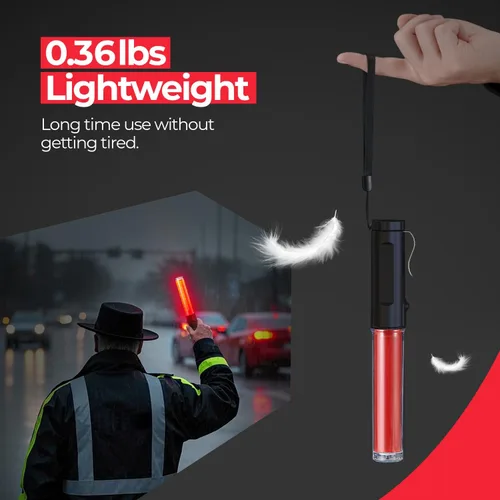 Vista 7 de RoadHero - Varita de tráfico recargable de 10 pulgadas con 3 modos intermitentes, color rojo, 1 unidad 1 White LED on Top, Side Clip, Air