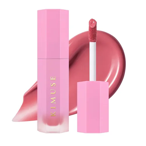 Vista 11 de KIMUSE Rubor líquido para mejillas, tinte hidratante para labios y mejillas Rosa neutro suave de fantasía