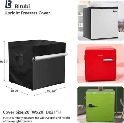 Vista 2 de Bitubi Cubierta vertical para congeladores, funda para refrigerador al aire libre, impermeable, a prueba de polvo, a prueba de sol, 20 pulgadas