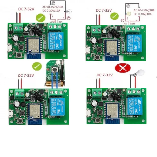 Vista 4 de 1 canal USB 5V AC/DC 7-32V Smart WiFi Wireless Relay Switch Module, aplicación Tuya Smart Life Control remoto, compatible con Alexa Google Home (1)