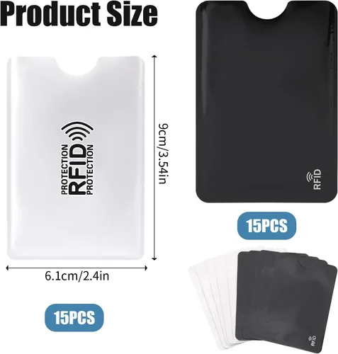 Vista 4 de 30 fundas de bloqueo RFID para tarjetas de crédito, cubierta de tarjeta de crédito de papel de aluminio, fundas protectoras para tarjetas