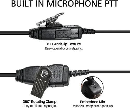 Vista 4 de WODASEN XPR3500e C-Giratorio Forma Walkie Talkie Auricular Vigilancia Auriculares con Micrófono PTT para Motorola XPR3000 XPR3300 XPR3500 XPR3000e