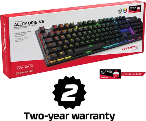 Vista 8 de HyperX Alloy Origins - Teclado mecánico para juegos, luz controlada por software y personalización macro, factor de forma compacto, retroiluminación