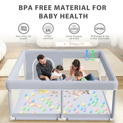 Vista 4 de XVISHX Corralito para bebés de 50 x 50 pulgadas, corralito para bebés y niños pequeños, corralito de juegos para interiores y exteriores, con tela